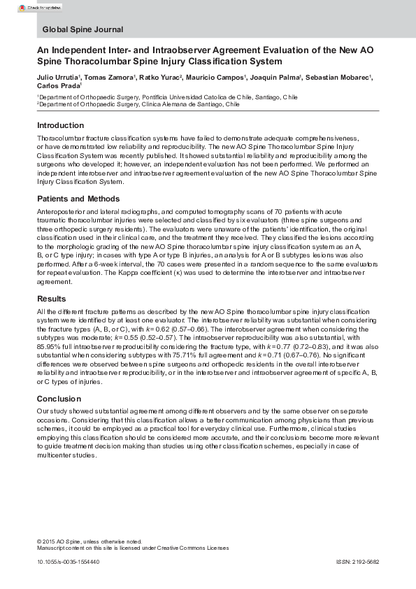(PDF) An Independent Inter- and Intraobserver Agreement Evaluation of ...