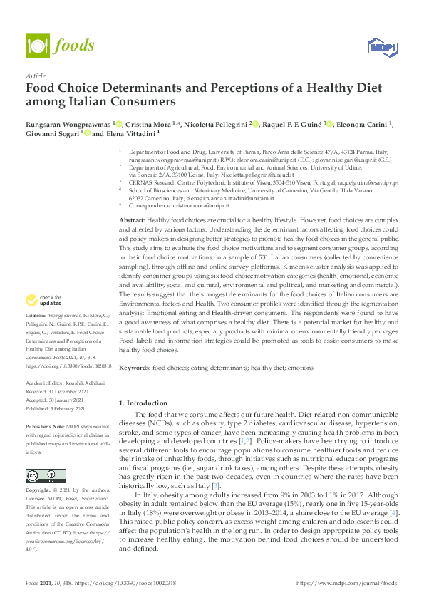 (PDF) Food Choice Determinants and Perceptions of a Healthy Diet among ...