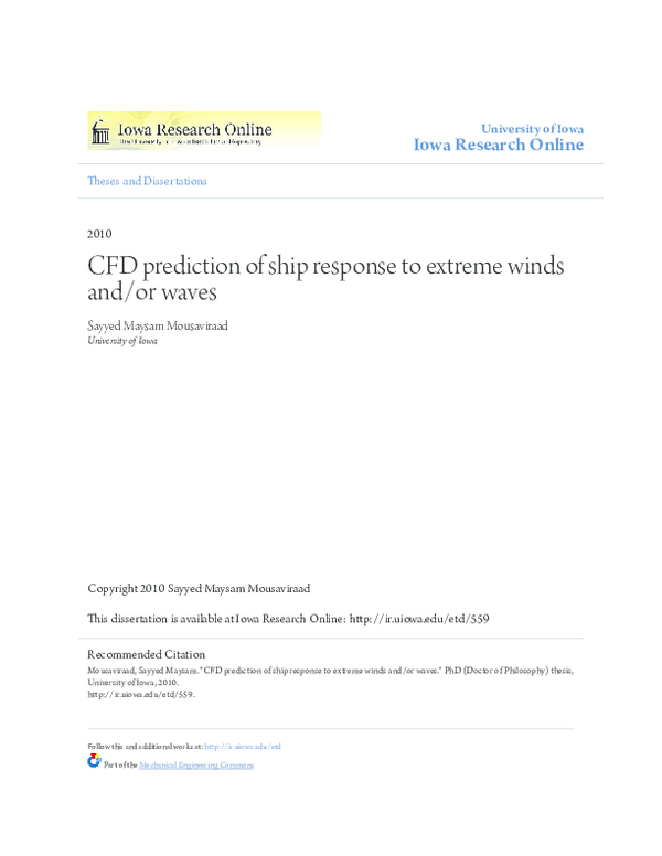 (PDF) CFD prediction of ship response to extreme winds and/or waves