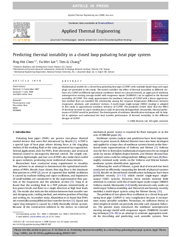 (PDF) Predicting thermal instability in a closed loop pulsating heat ...