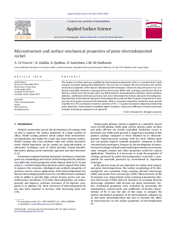 (PDF) Microstructure and surface mechanical properties of pulse ...