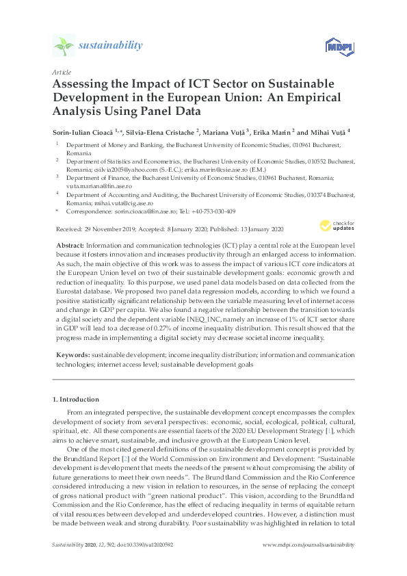 (PDF) Assessing the Impact of ICT Sector on Sustainable Development in ...