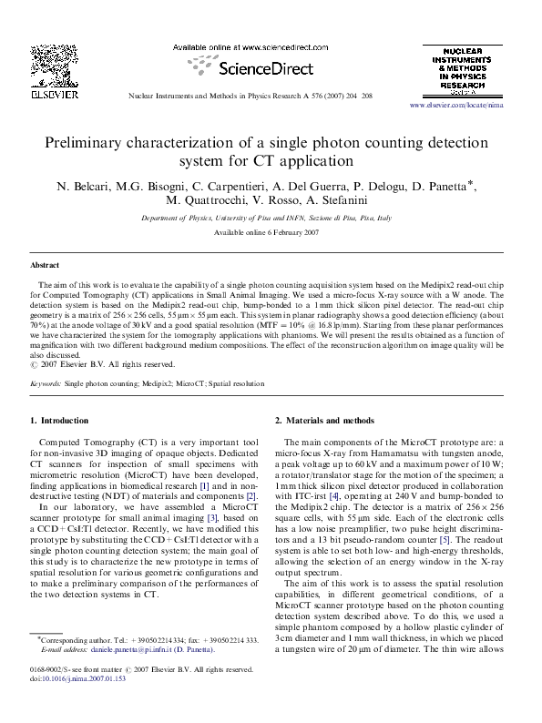 (PDF) Preliminary characterization of a single photon counting ...