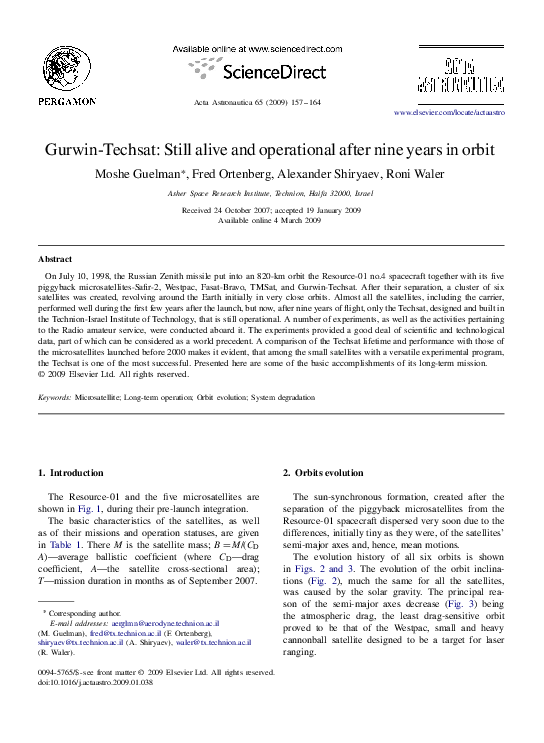 (PDF) Gurwin-Techsat: Still alive and operational after nine years in orbit
