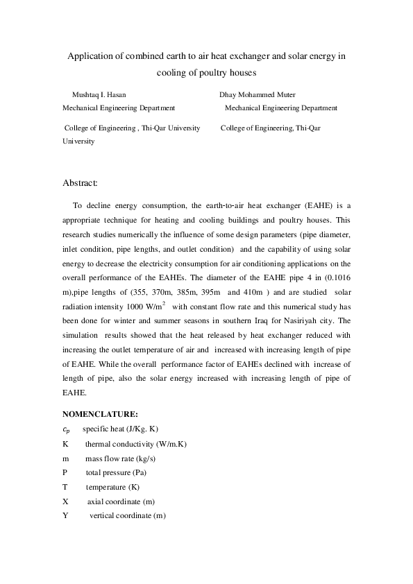(PDF) Application of combined earth to air heat exchanger and solar ...