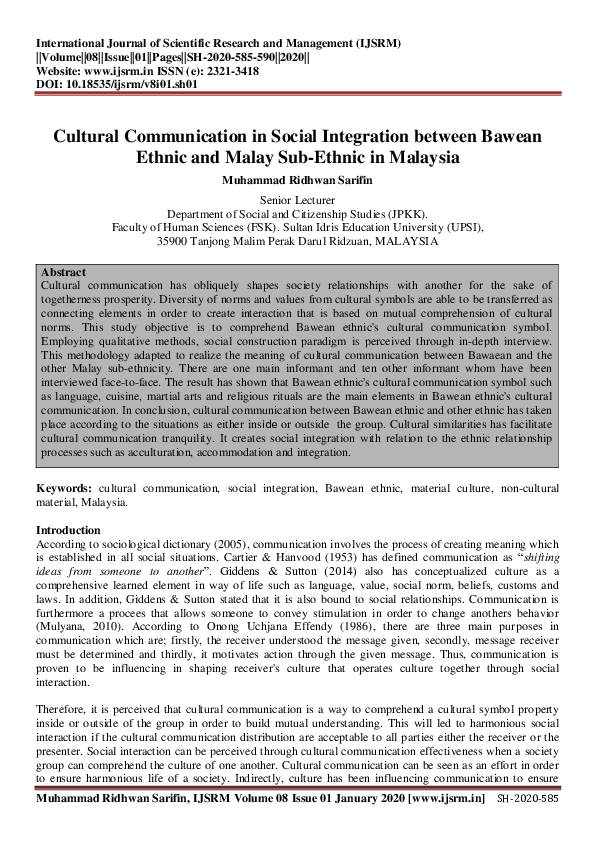 (PDF) Cultural Communication in Social Integration between Bawean ...
