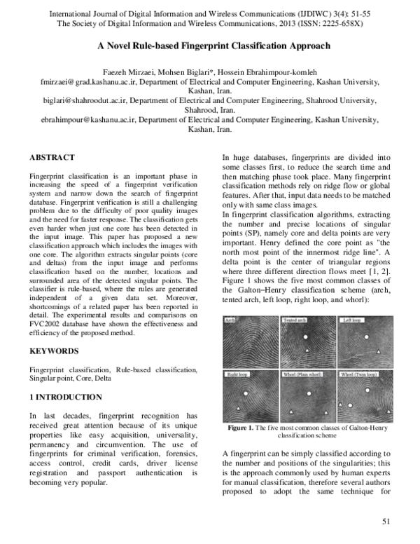 (PDF) A Novel Rule-based Fingerprint Classification Approach