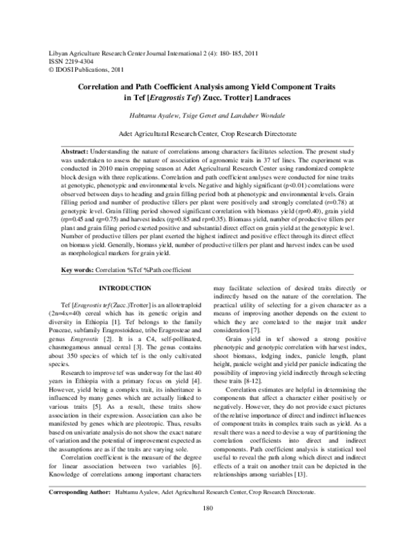 (PDF) Correlation and Path Coefficient Analysis among Seed Yield Traits ...