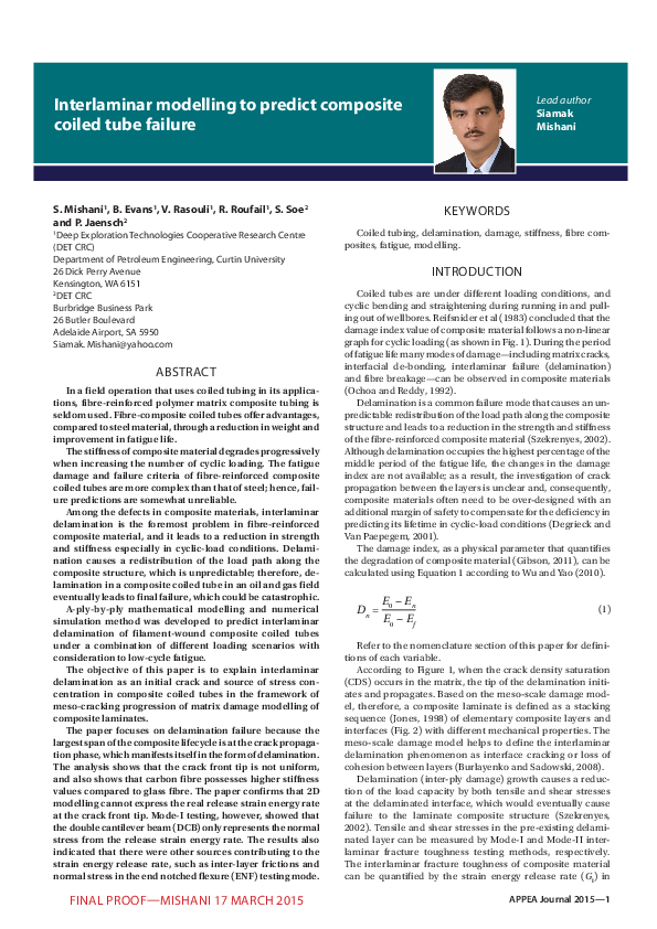 (PDF) Interlaminar modelling to predict composite coiled tube failure