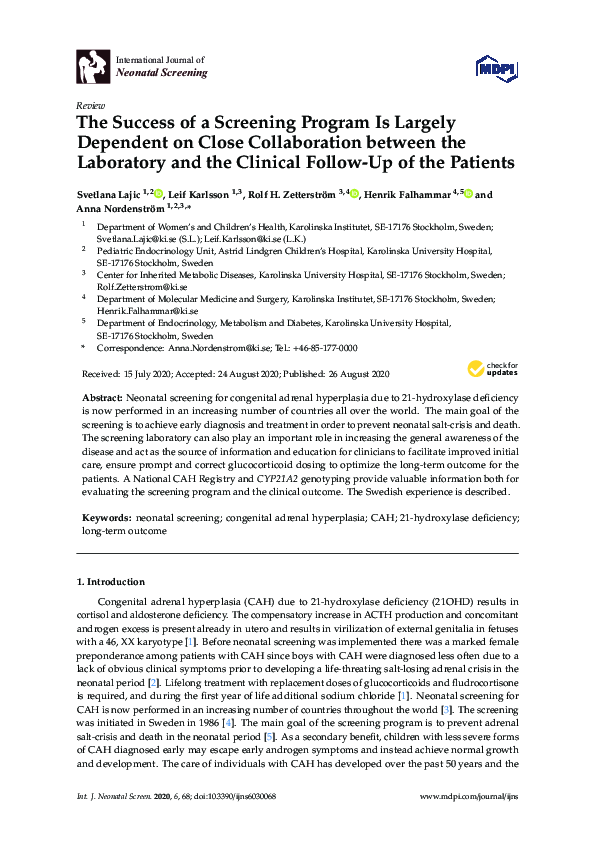 (PDF) The Success of a Screening Program Is Largely Dependent on Close ...