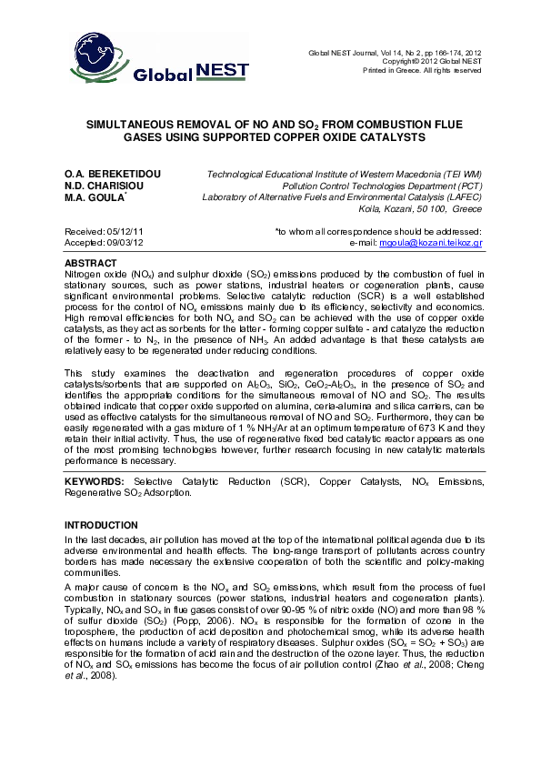 (PDF) Simultaneous removal of NOx and SO2 from combustion flue gases ...