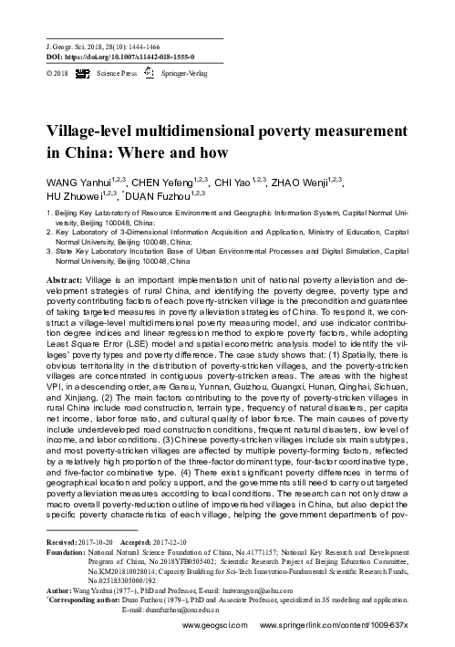 (PDF) Village-level multidimensional poverty measurement in China ...