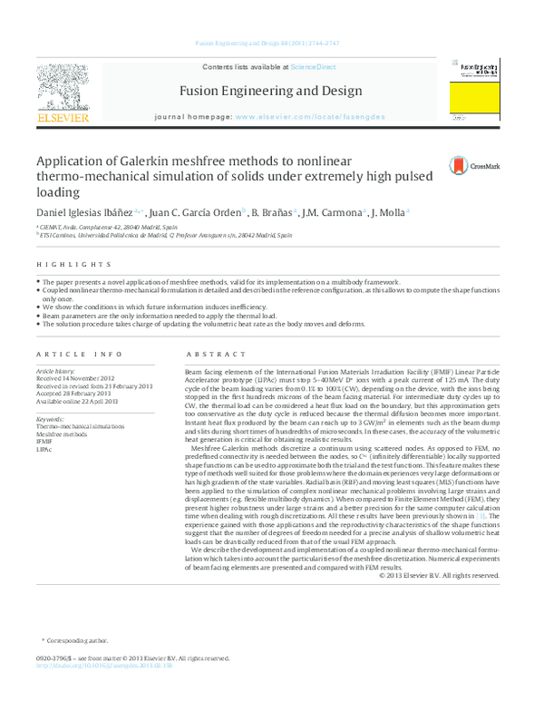 (PDF) Application of Galerkin meshfree methods to nonlinear thermo ...