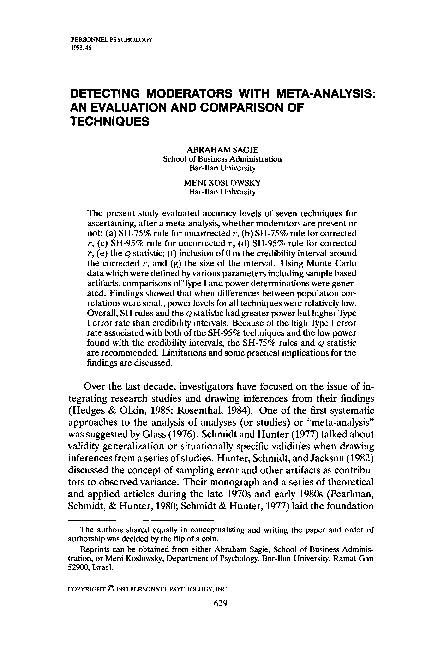 (PDF) Detecting Moderators with Meta-Analysis: An Evaluation and ...
