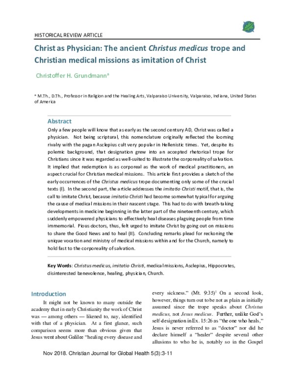 (PDF) Christ as Physician