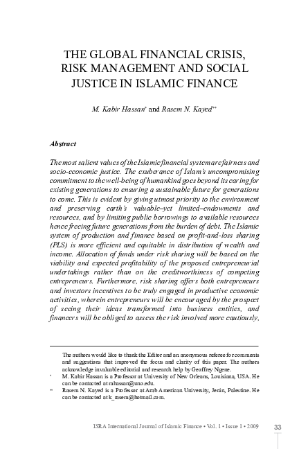 (PDF) The global financial crisis, risk management and social justice ...