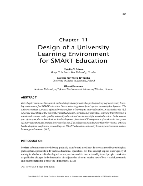 (PDF) Design of a University Learning Environment for SMART Education