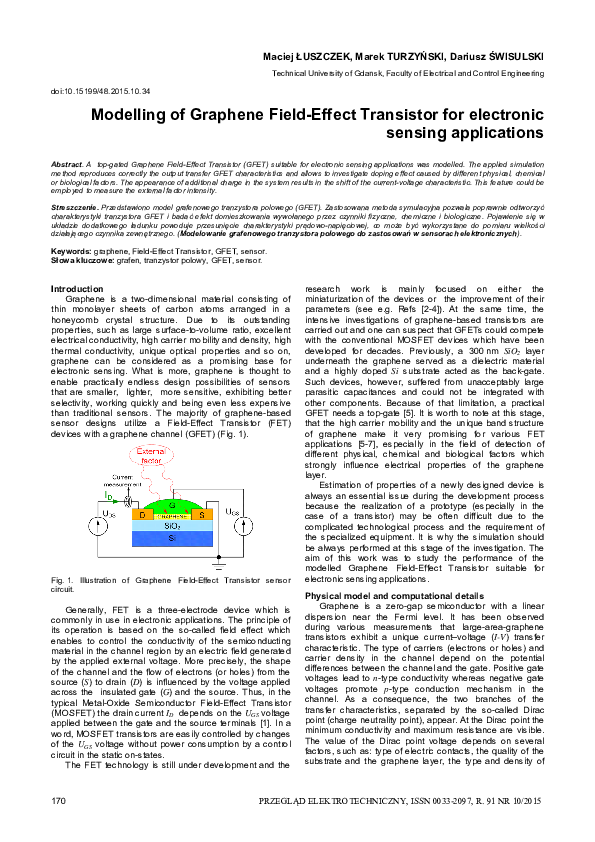 (PDF) Modelling of Graphene FieldEffect Transistor for electronic