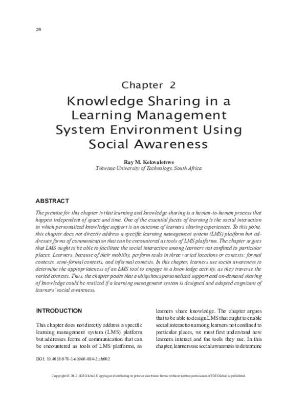 (PDF) Knowledge Sharing in a Learning Management System Environment ...