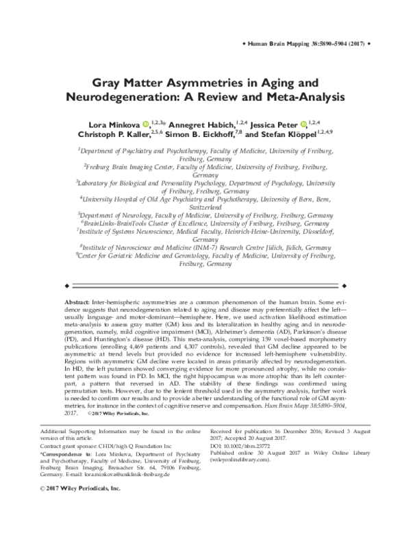(PDF) Gray matter asymmetries in aging and neurodegeneration: A review ...