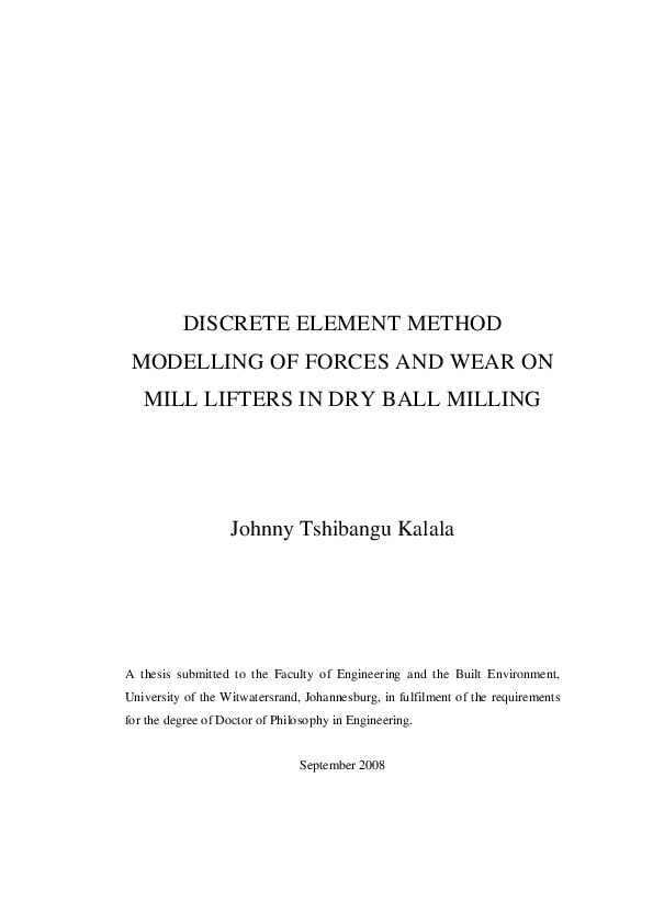 (PDF) Discrete Element Method Modelling of Forces and Wear on Mill ...