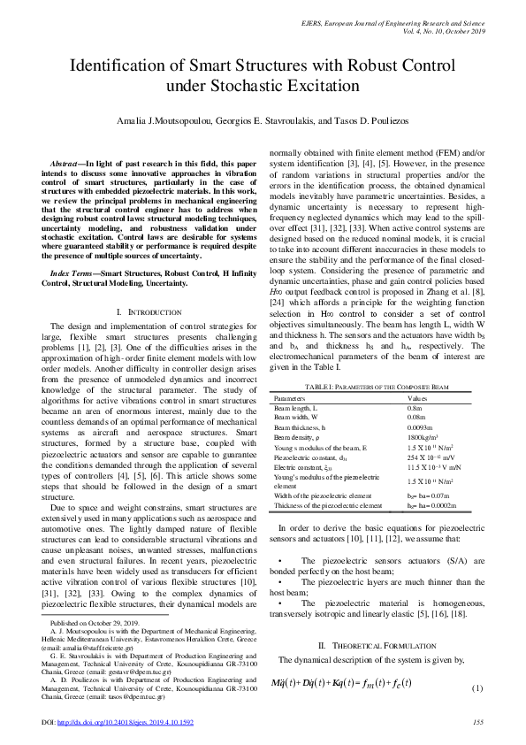 (PDF) Identification of Smart Structures with Robust Control under ...