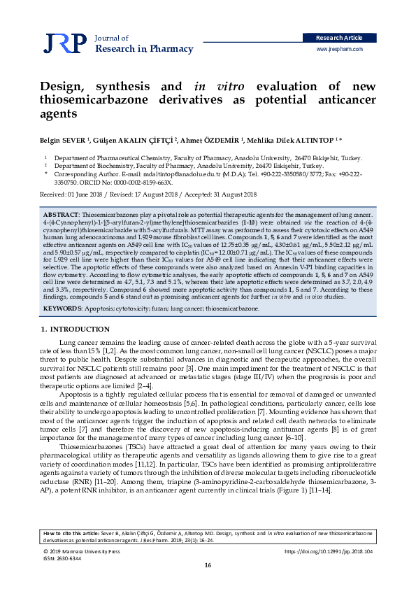 (PDF) Design, synthesis, and in vitro evaluation of new ...