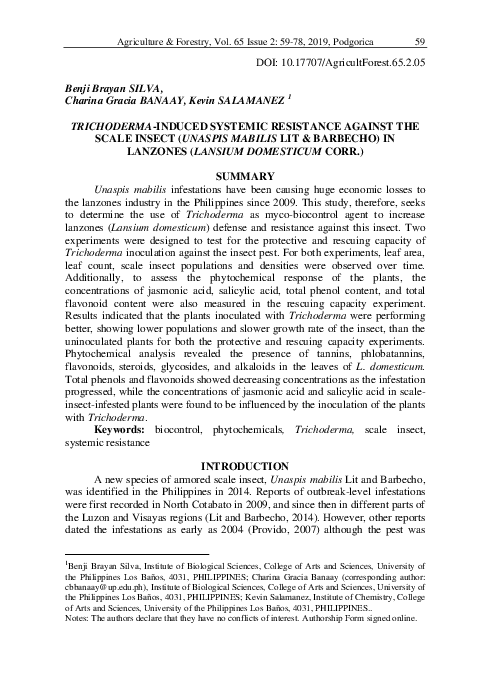 (PDF) Trichoderma-Induced Systemic Resistance Against the Scale Insect ...