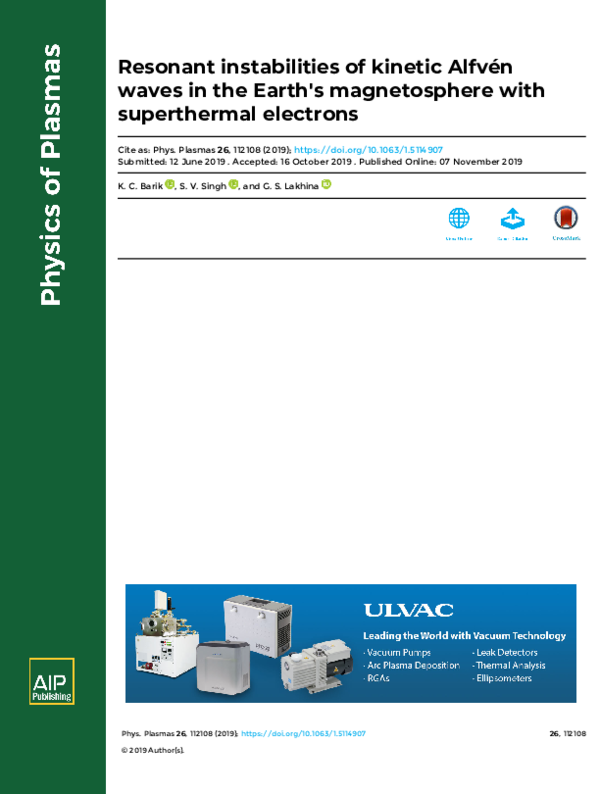 (PDF) Resonant instabilities of kinetic Alfvén waves in the Earth's ...