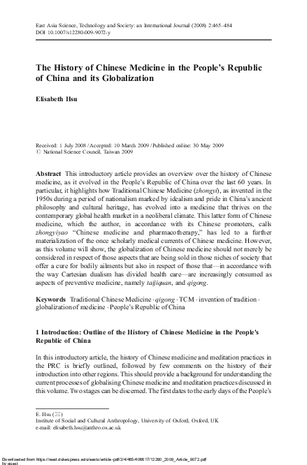 (PDF) The History of Chinese Medicine in the People’s Republic of China ...