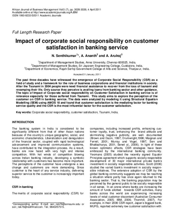 (PDF) The Impact of Corporate Social Responsibility on Customer ...