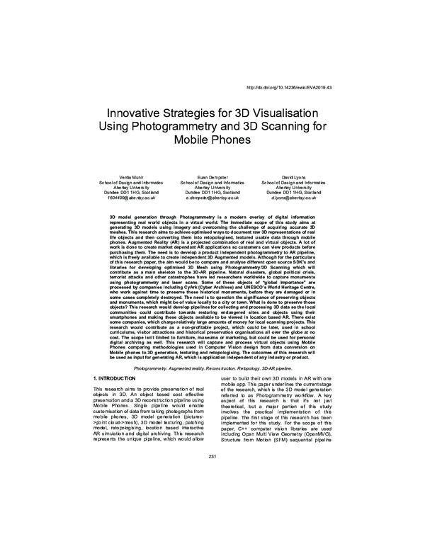 (PDF) Innovative Strategies for 3D Visualisation Using Photogrammetry ...