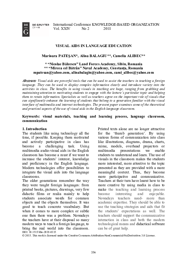 (PDF) Visual Aids in Language Education