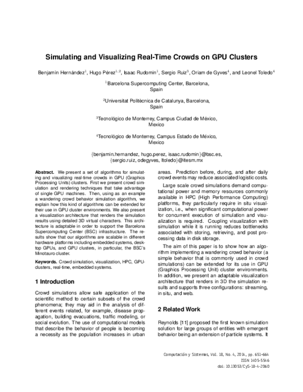 (PDF) In Situ Crowd Simulation and Visualization