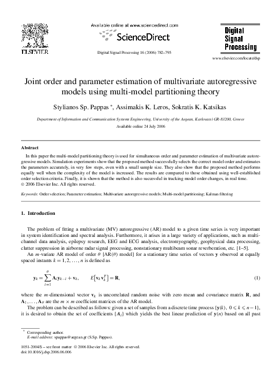 (PDF) Joint order and parameter estimation of multivariate ...
