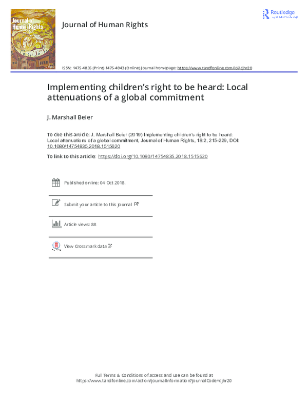 (PDF) Implementing Children’s Right to be Heard: Local Attenuations of ...