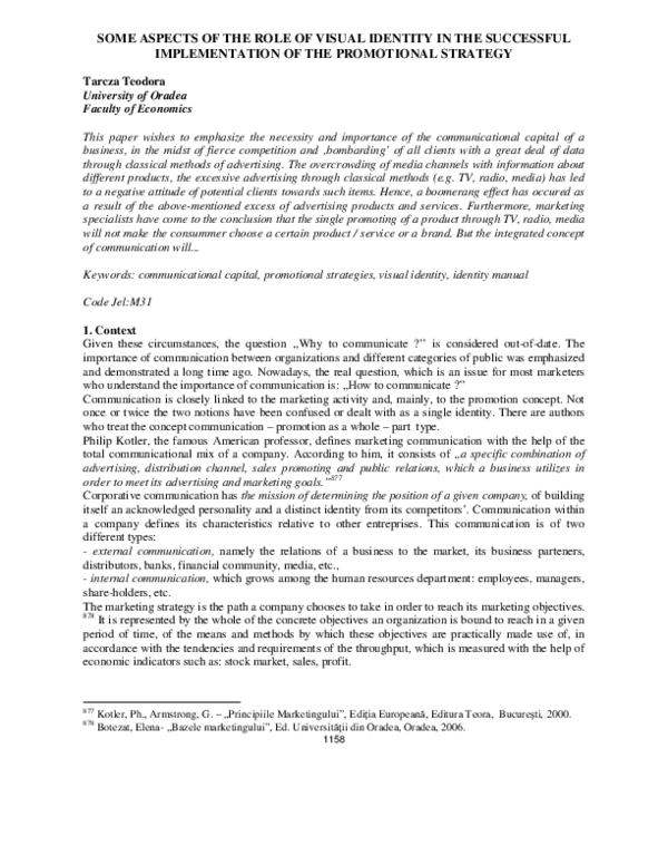 (PDF) Some Aspects of the Role of Visual Identity in the Successful ...