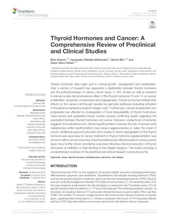 (PDF) Thyroid Hormones and Cancer: A Comprehensive Review of ...