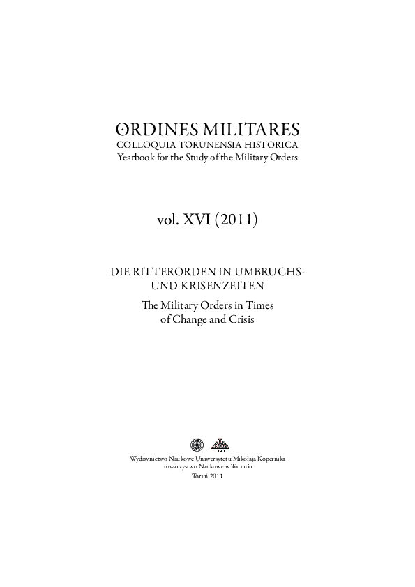 A Hospitaller Consilium (1274) and the Explanations Advanced by Military Orders for Problems Confronting them in the Holy Land in the Later Thirteenth Century