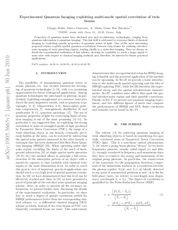 (PDF) Experimental quantum imaging exploiting multimode spatial ...