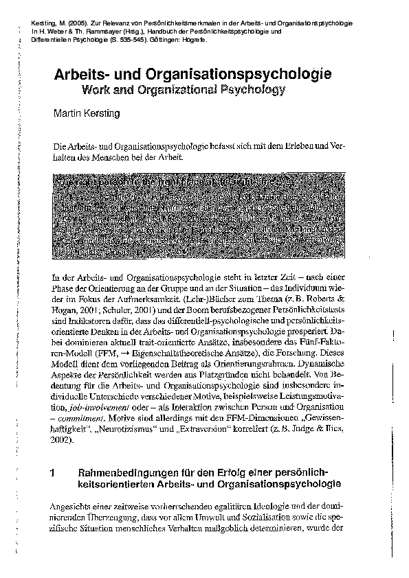 (PDF) Arbeits- und Organisationspsychologie