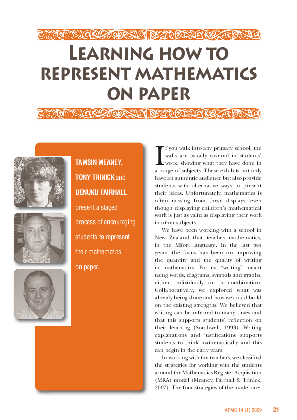 (PDF) Learning How to Represent Mathematics on Paper