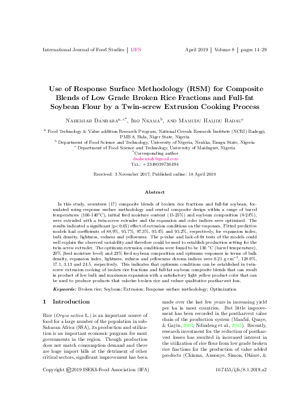 (PDF) Use of response surface methodology (RSM) for composite blends of ...