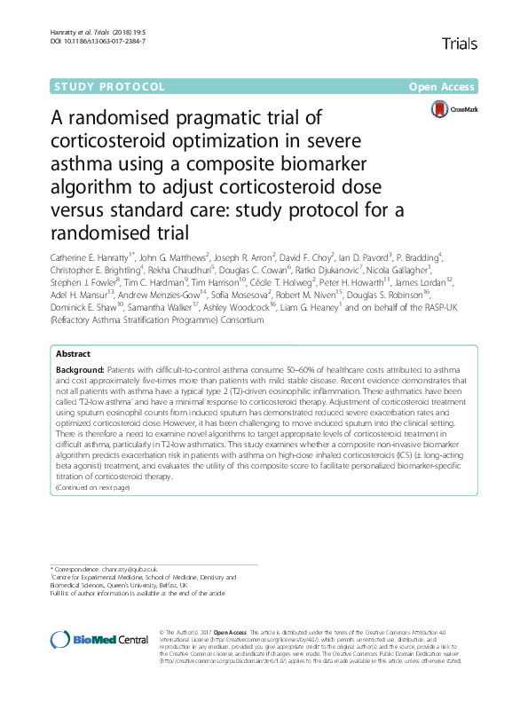 (PDF) A randomised pragmatic trial of corticosteroid optimization in ...