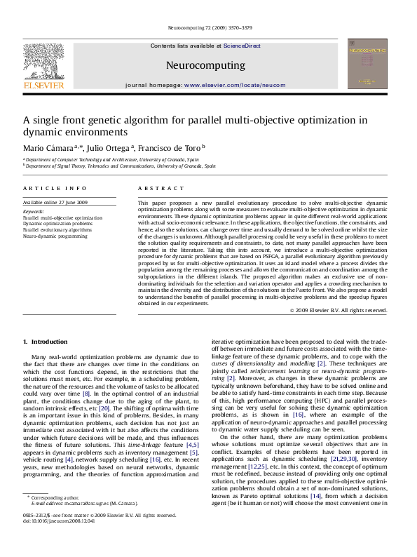 (PDF) A single front genetic algorithm for parallel multi-objective ...