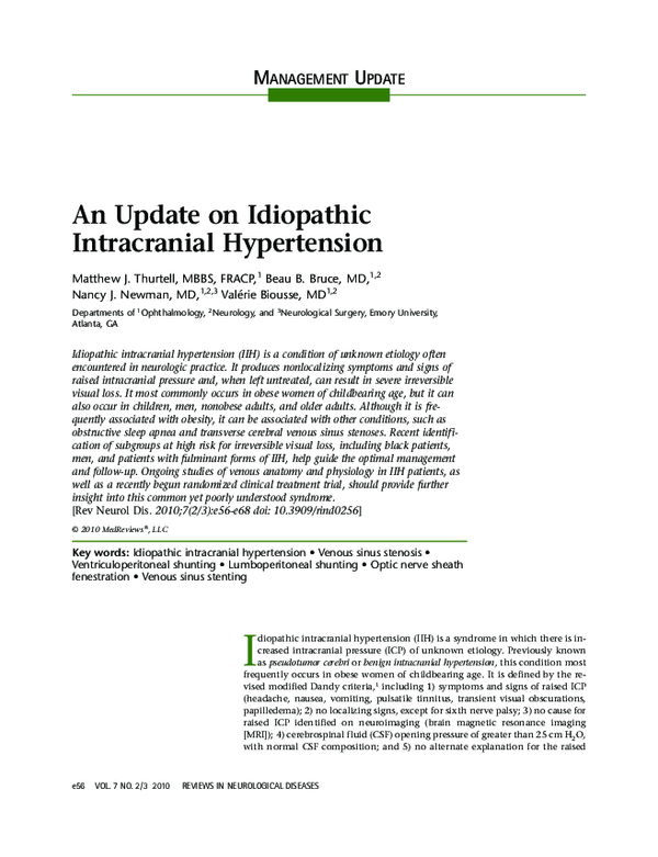 (PDF) Update on Idiopathic Intracranial Hypertension