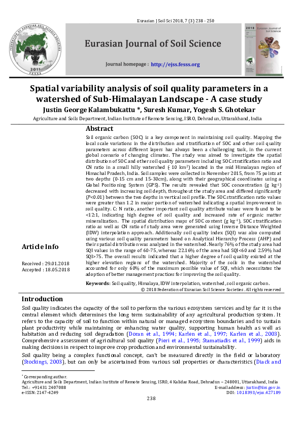 (PDF) Spatial variability analysis of soil quality parameters in a ...
