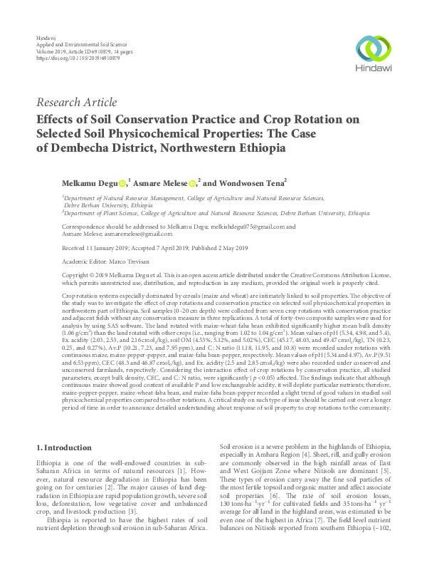 (PDF) Effects of Soil Conservation Practice and Crop Rotation on ...