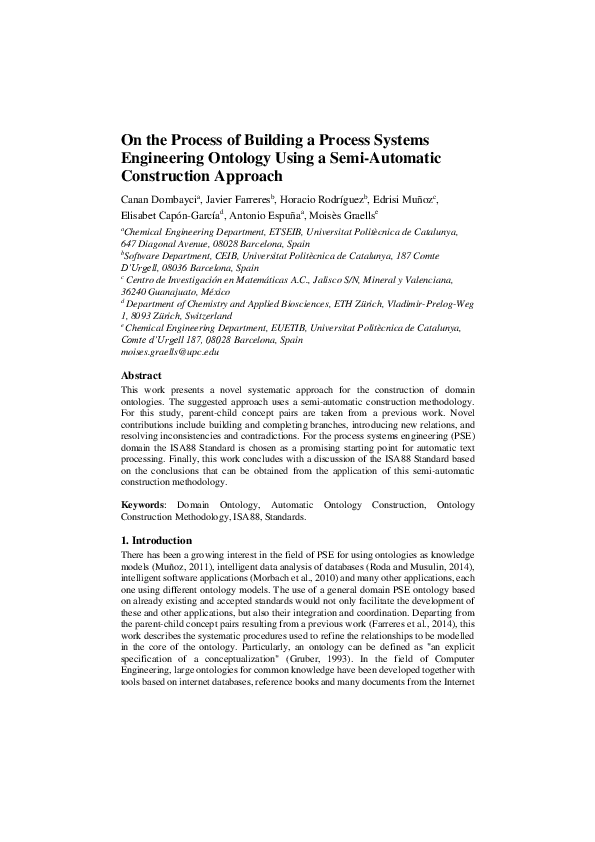 (PDF) On the Process of Building a Process Systems Engineering Ontology ...
