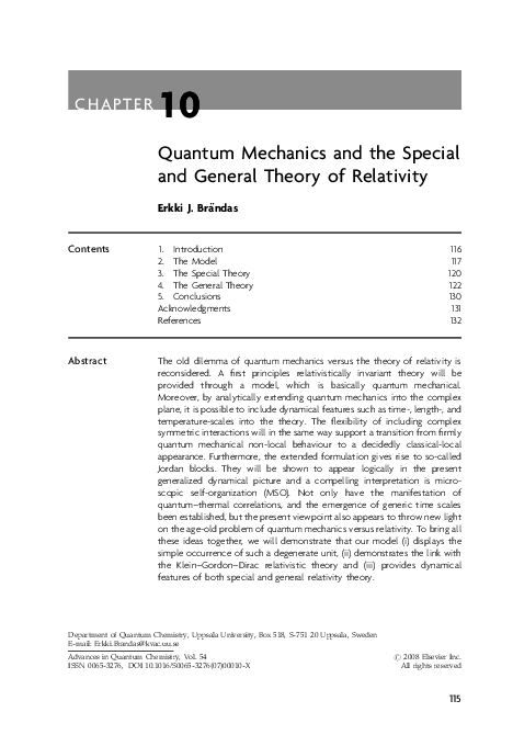 (PDF) Quantum Mechanics and the Special and General Theory of Relativity